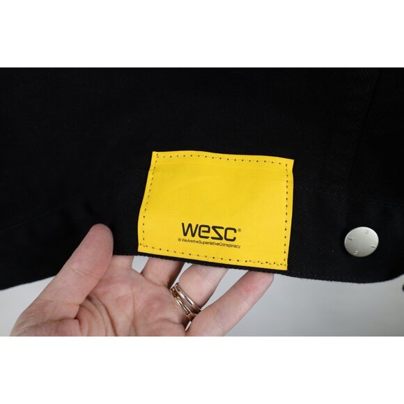 WESC Streetwear Mens Large Hardcore Happiness Smiley Face Denim Trucker Jacket - Picture 16 of 16